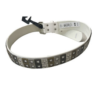 Metallic White Star Ladies Belt Equestrian Horse S/M Patriotic Buckle Apx 40”